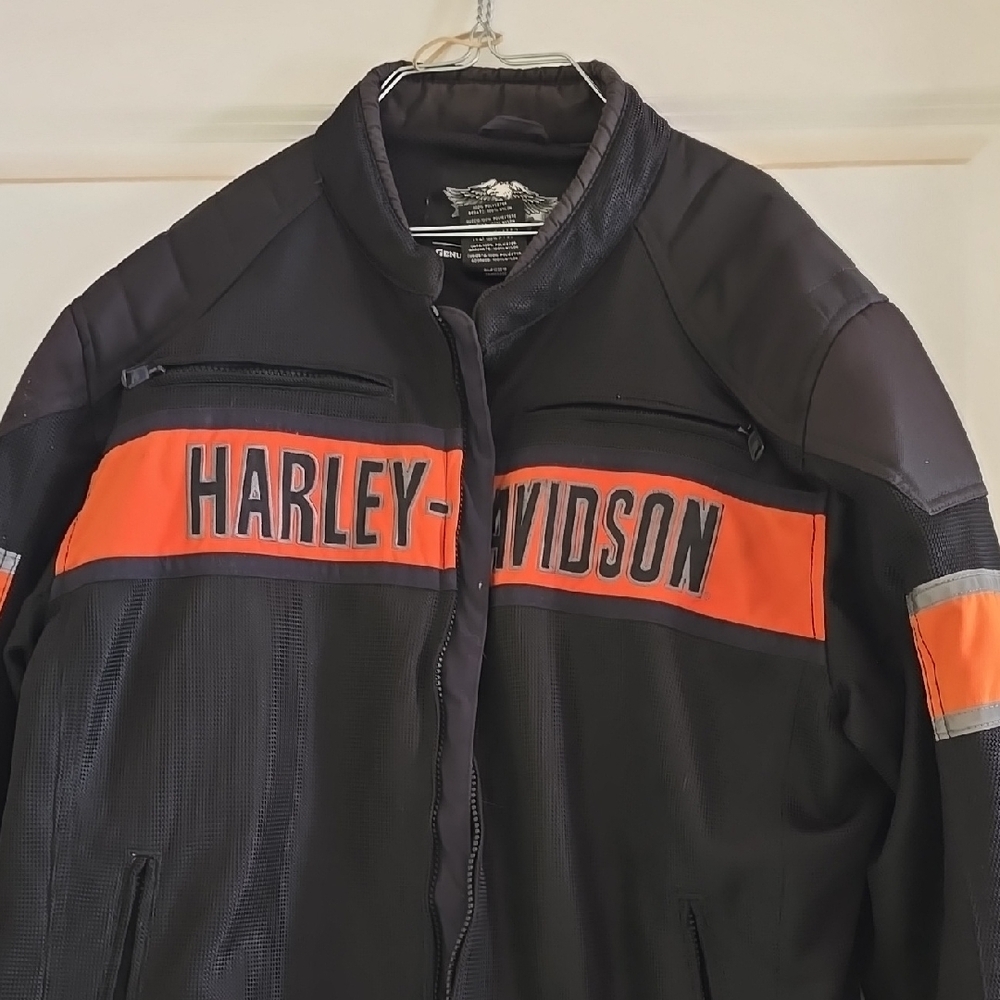 Harley-Davidson Men's Black and Orange Jacket